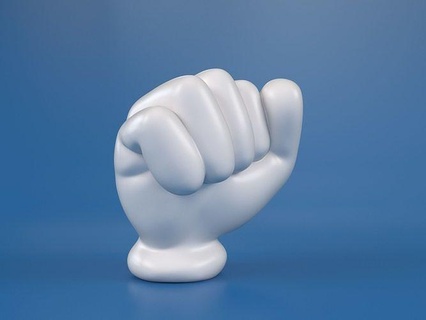 karikatür el 5 parmaklar yumruk Disney Mickey aptal anatomi parmak mimik duygu kol eldivenler Plüton vücut toon oyuncak heykel işaret heykeller Sanat 3d print model - Mito3D