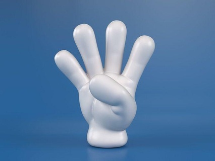 karikatür el 5 parmaklar Disney Mickey aptal anatomi parmak mimik duygu kol eldivenler Plüton vücut toon oyuncak heykel işaret Sanat heykeller 3d print model - Mito3D