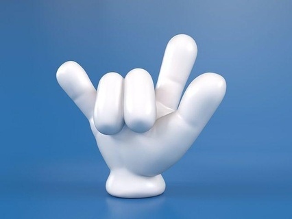 dibujos animados mano 5 dedos ily disney Mickey bobo anatomía dedo gesto emoción brazo guantes cuerpo toon juguete estatua firmar Arte amor esculturas 3d print model - Mito3D