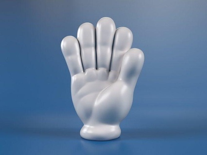 karikatür el 5 parmaklar avuç içi Disney Mickey aptal anatomi parmak mimik duygu kol eldivenler vücut toon oyuncak heykel işaret Sanat heykeller 3d print model - Mito3D