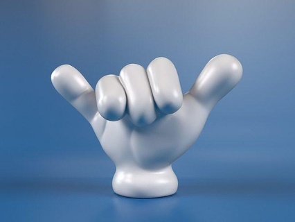 Karikatur Hand 5 Finger Zweifel Disney mickey doof Geste Emotion Arm Handschuhe Körper toon Spielzeug Statue Zeichen Palme Surfen Kunst Skulpturen 3d print model - Mito3D