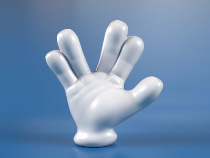 karikatür el 5 parmaklar star yürüyüş Disney Mickey aptal parmak mimik duygu kol eldivenler vücut toon oyuncak heykel işaret şüphe avuç içi Yıldız Savaşları Sanat heykeller 3d print model - Mito3D