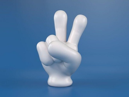 karikatür el 5 parmaklar zafer Disney Mickey aptal anatomi parmak mimik duygu kol eldivenler Plüton vücut toon oyuncak heykel işaret Sanat heykeller 3d print model - Mito3D
