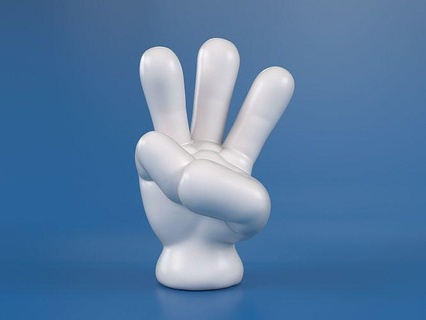 karikatür el 5 parmaklar disney mickey aptal anatomi parmak mimik duygu kol eldivenler plüton vücut toon oyuncak heykel işaret sanat heykeller 3d print model - Mito3D