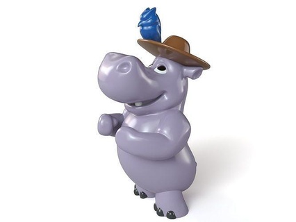 desenho animado hipopótamo 3d 3dprint estilizado brinquedo tampo mesa animal colecionável 3dp personagem estátua engraçado esculpir coco coquetel período férias miniaturas estatuetas arte esculturas 3d print model - Mito3D
