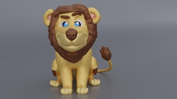 cartone animato Leone animale stampabile scultura arte tigre gatto selvaggio sculture 3d print model - Mito3D