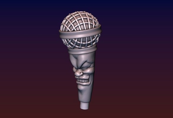 dibujos animados micrófono estilizado artilugio modelo música impresión miguel canto canción canta gracioso cómico humano arte esculturas 3d print model - Mito3D