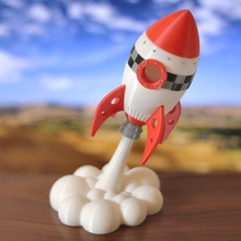 cartoon rocket - painting required toy retro fun cute paint smoke spaceship space games toys 3d print model - Mito3D