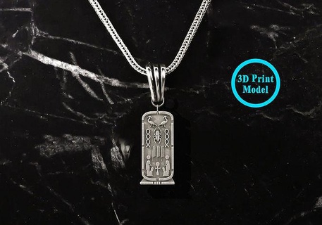 cartouche pendant necklaces pharaonic inscriptions egypt 3d jewelry gold printable silver bangle 3dsmax prototype stl printing ancient bracelets pendants scarab 3d print model - Mito3D