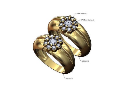 carved bubble cluster diamond statement ring fashion jewelry printable gold silver classic jewellery chunky large wedding engagement 3d model rings 3d print model - Mito3D