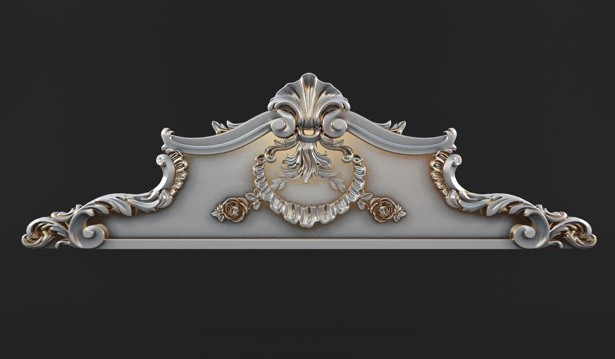 carved crown bracket molding cornice moulding ornament ornate photorealistic detailed architectural element bas relief pediment scroll classic cnc house decor 3D print model - Mito3D