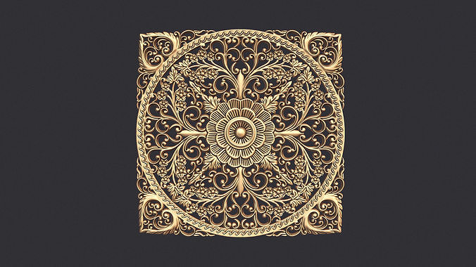 carved decor ornament carving panel artcam printed wood cnc woodcarving woodworking art decoration furniture ceiling architectural plaster moldings house 3D print model - Mito3D