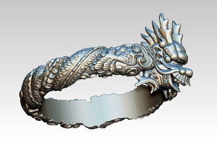 carved dragon ring asian japan china japanese chinese korean samurai dynasty magical beast creature god new year jewel jewelry man woman rings 3d print model - Mito3D
