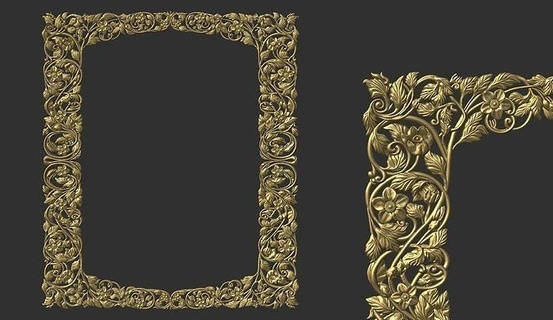 carved frame cnc decor cnc ornate floral ornament onlay molding carved carving barocco classical fronton frame mirror relief architectural flower wall mirror picture frame rococo house mirror frame  3d print model - Mito3D