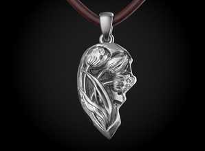 sculpté cœur bijoux tulip la flore de fleur or d'argent pendentif cadeau pendentifs 3d print model - Mito3D