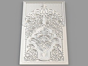 carved panel - islamic structure carving classical symmetrical pattern printable wall figure decoration framing decorate classic geometric architecture solidworks print gallery picture frame house decor 3d print model - Mito3D