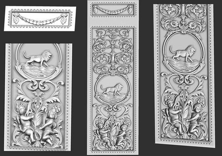 geschnitzt Panel Löwe Louis 16th Stil 3d Modell cnc 3dprint Dekoration dekorativ Blume Kunst Mauer Dekor Gips 3dmodel Holz Carving Router Innere Möbel Design Skulpturen 3d print model - Mito3D