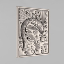 carved panels art cnc relief panel pano fish russia other 3d print model - Mito3D