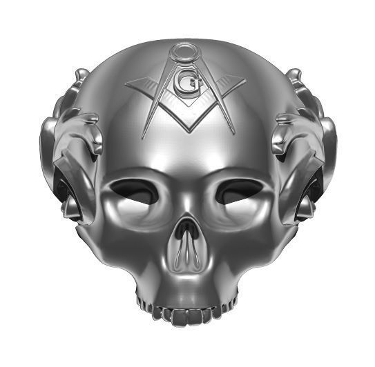 tallado patrón masónico anillo cráneo 3d modelo impresión calavera joyería joya masones anillos plata moda masón oro dinero efectivo libra esterlina boda vendimia 3D print model - Mito3D