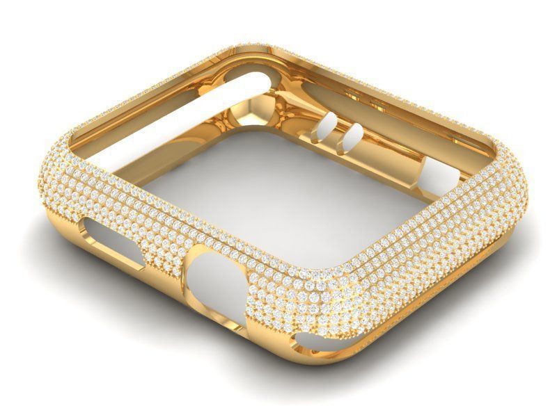cas gaine pomme regarder seri 3 or diamant unisexe conception feng shui bijoux 3D print model - Mito3D