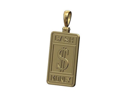 cash money rectangular pendant bail gold bar engraving jewelry printable silver jewellery necklace luxury swag hiphop bling dollar 3d model pendants 3d print model - Mito3D