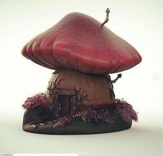 casita Hongo cogumelo casa jardim jardín fofa arquitetônico arte esculturas 3d print model - Mito3D