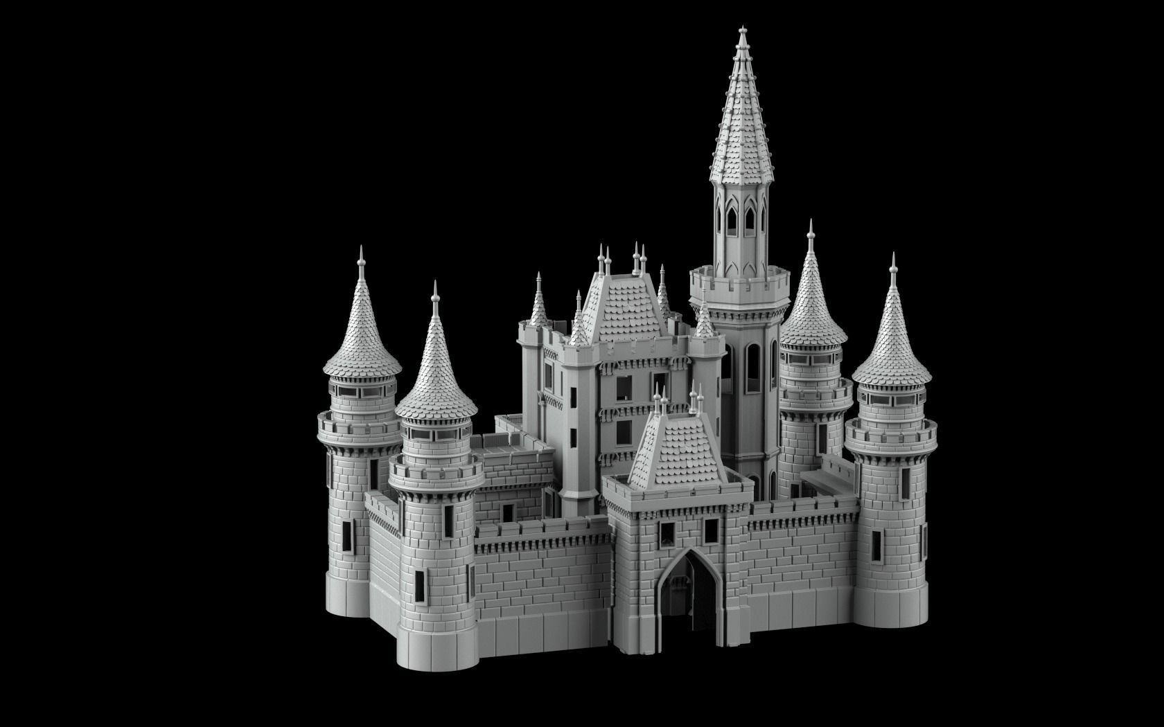 castle stadium cendrillon château stade disney neuschwanstein fée conte queue tour gradins chevalier football fantaisie sang bol scénique terrain fabuleux chaud jeux jouets jeu accessoires 3D print model - Mito3D