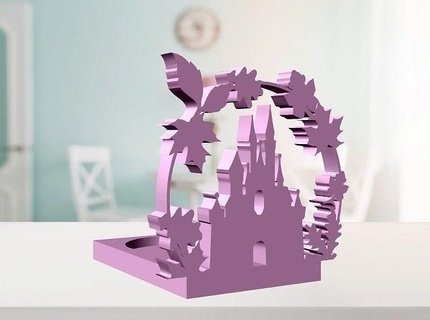 castillo vela soporte disney vela soporte vela adorno candelero castillo casa decoración disney castillo 3d print model - Mito3D