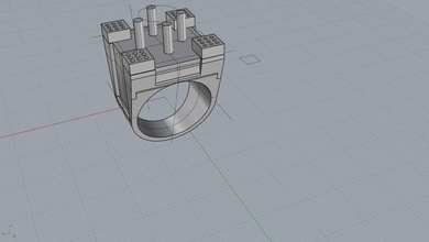 castle ring jewelry gold silver cad technology printable rings 3d print model - Mito3D