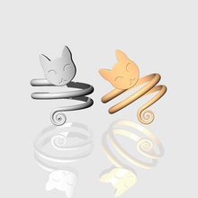 chat-face de l'anneau bijoux catface catring 3dmodels la conception mignon nature art illustration animal animaux d'autres les anneaux 3d print model - Mito3D