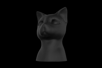 chat-la moitié du corps art cat animal biologique de compagnie la tête sculptures 3d print model - Mito3D