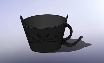 gatto animale tazza stampabile 3d carina animali arte Casa cucina cenare 3d print model - Mito3D