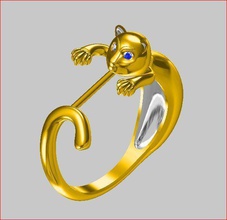 gatto squillare 3d Stampa modello oro argento ristorazione stampabile gioiello moda diamante gioielleria cranio testa nozze gattino anelli 3d print model - Mito3D