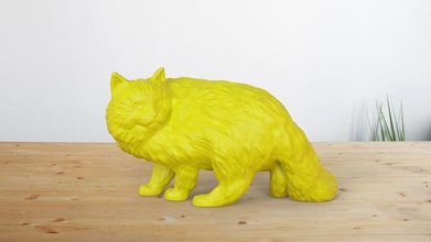 flauschige katze tier 3d pelz kitty skulptur drucken figur miniatur pelzig kunst skulpturen 3d print model - Mito3D