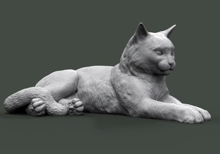 gato 3d impresión animal mamífero salvaje mascota gatito naturaleza acostado escultura estatuilla recuerdo modelo esculpir arte esculturas 3d print model - Mito3D