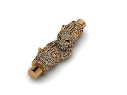 gatto braccialetto gatto gioielleria Stampa braccialetto pantera giaguaro stampabile design oro argento braccialetto gioielli 3dprinted gioiello animale gattino tigre pietre diamante braccialetti 3d print model - Mito3D