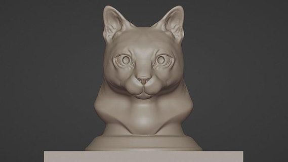 kedi büst heykel 3dprinter 3d Yazdır hayvanlar Catbust Sanat Vesika yazdırılabilir heykeller 3d print model - Mito3D