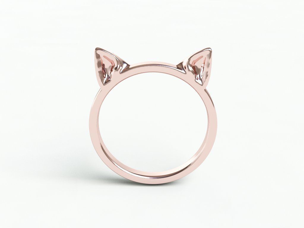 cat ears ring cute simple small print gold silver polish jewelry rings 3D print model - Mito3D