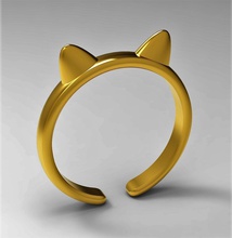 kedi kulakları yüzük takı altın düğün aşk romantizm sanat Gümüş kediler hayvan kulaklar nişan yazdırılabilir parlayan 3d print model - Mito3D
