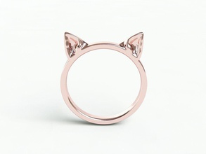 cat ears ring cute simple small print gold silver polish jewelry rings 3d print model - Mito3D
