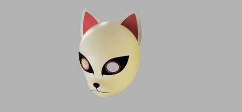katze gesicht maske anime cosplay kitsune 3d modell stl fuchs kunst japanisch animiert dekoration spielzeug zuhause haus japan spiele spielzeuge 3d print model - Mito3D