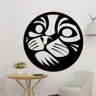 cat face wall decor art animal trible panel lovely 2d 3d print model - Mito3D