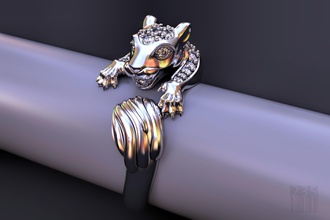 cat family ring stones jewelry diamonds gems gold silver 3d model stl cnc printing print lion printable jewel jewellery fashion style rings 3d print model - Mito3D