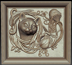 chat frame art sculpter de la décoration orné illustration rétro antique conception classique symbole cnc scientifique fr chimie rococo miroir mural d'autres 3d print model - Mito3D
