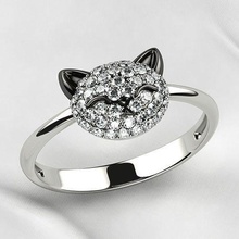 katze gold ring juwel nashorn rhodium überzug 3dprint drucken diamant hochzeit engagement brillant rubin saphir smaragd citrin tier kitty schmuck ringe 3d print model - Mito3D