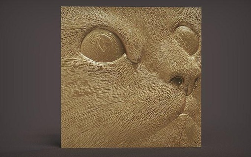 cat head 3d tableau relief cnc art artcam decoration furniture wall carving 3dprint animal mammal pet kitty kitten 3dprinted decor carved house 3d print model - Mito3D