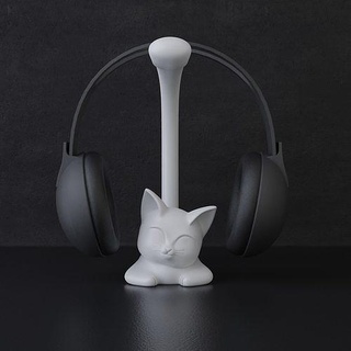 cat headphone stand holder headphonestand support accesories workspace headphones desk home decor house 3d print model - Mito3D
