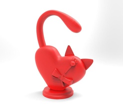 gato corazón 3d impresión amor símbolo imprimible juguete romance valentin cumpleaños celebracion contento figuritas negocio estatua gatito humano escultura arte esculturas 3d print model - Mito3D