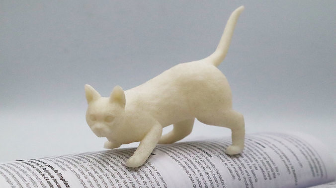 gato caza pose 3d impresión animal pelaje salvaje perro mascota león Tigre gatito naturaleza imprimible puma felino Arte Moda esculturas 3D print model - Mito3D