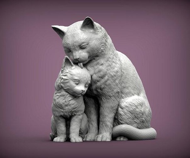 gatto gattino animale mammifero selvaggio domestico natura scultura statuetta souvenir presente 3d Stampa modello arte sculture 3d print model - Mito3D